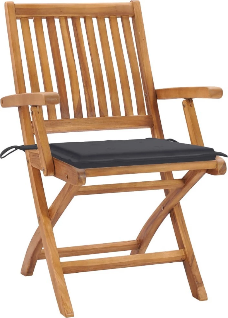 Καρέκλα Ξύλινη Teak / Ανθρακί 2τμχ