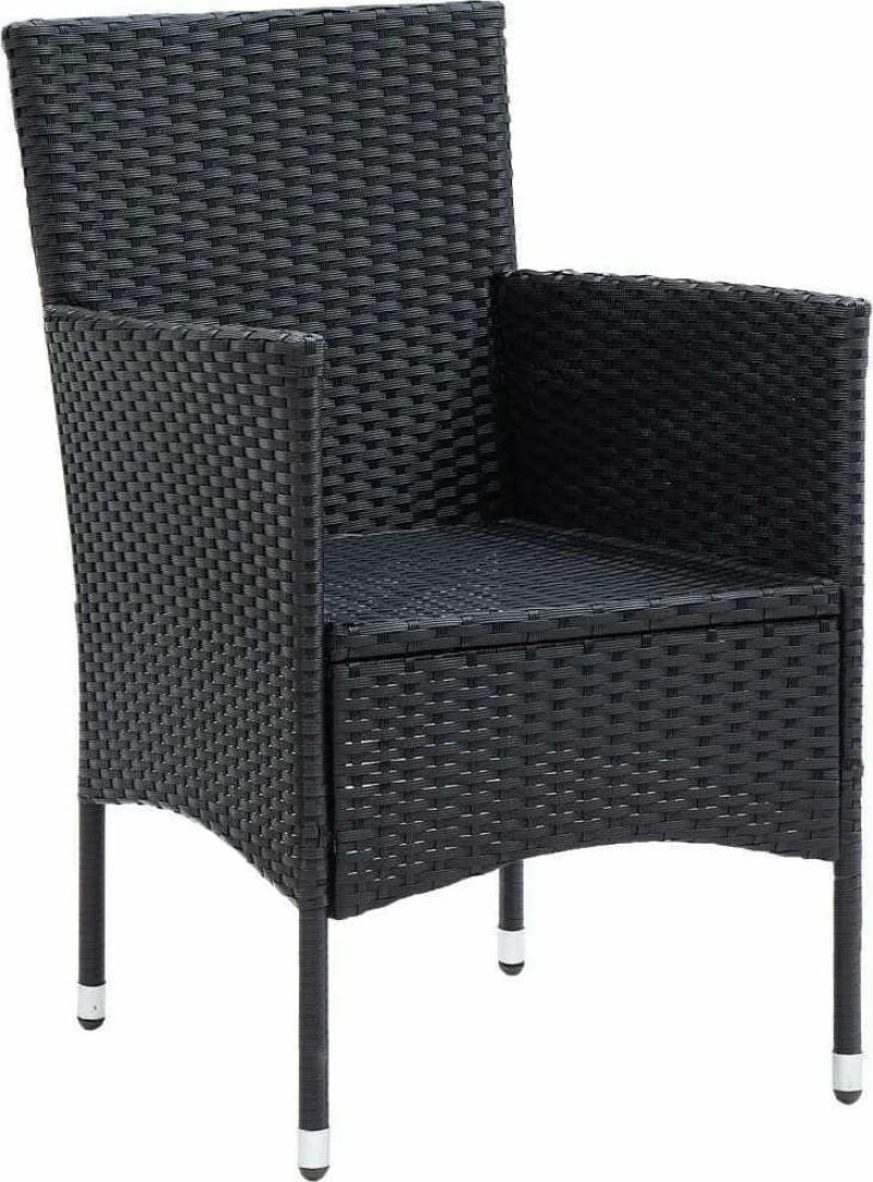 Πολυθρόνα Rattan Μαύρο - Λευκό Κρεμ 4τμχ