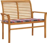 Παγκάκι 3062662 112x55x94cm Κόκκινο Καρό Μαξιλάρι