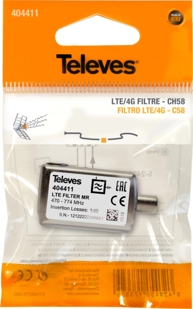 Televes MR (Medium Rejection) LTE/4G filter (ch.21-58)