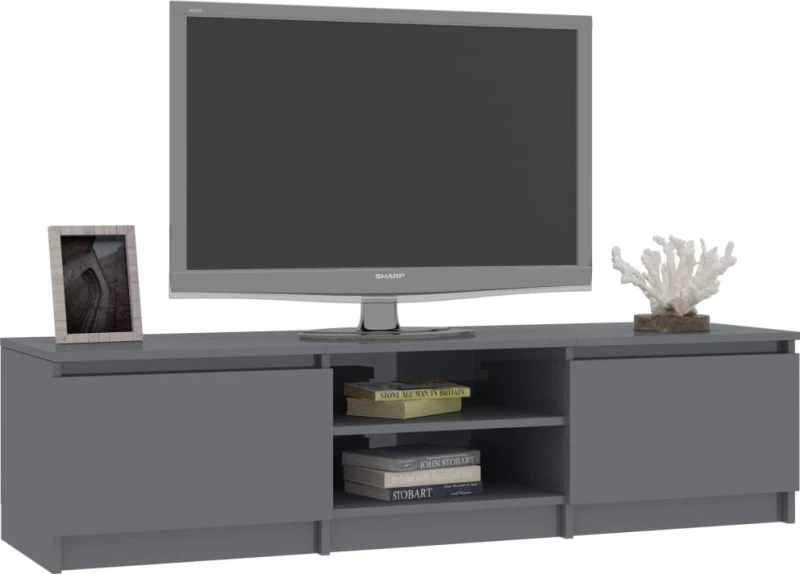 Έπιπλο Τηλεόρασης Γυαλιστερό Γκρι 140x40x35,5 εκ. Μοριοσανίδα
