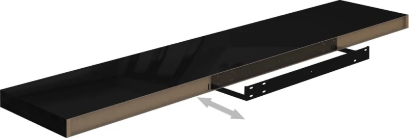 Ράφι Τοίχου S/4 Γυαλιστερό Μαύρο 120x23.5x3.8cm