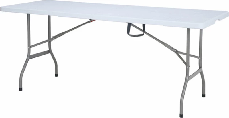 Τραπέζι πτυσσόμενο βαλίτσα HDPE Άσπρο 152x71x74εκ. STROLL-152 γκρί σκελετός