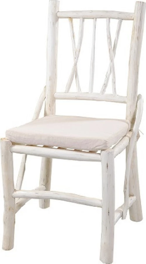 Χειροποίητη Καρέκλα Από Μασίφ Κορμούς Teak, White Wash- Jkg Trisna (133016)