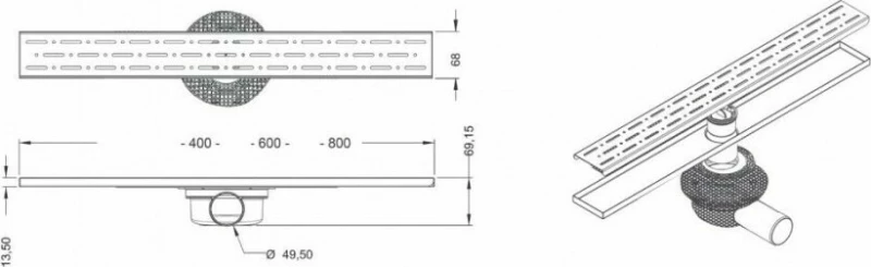 MaxiFlow Κανάλι Δαπέδου 80cm 1253111