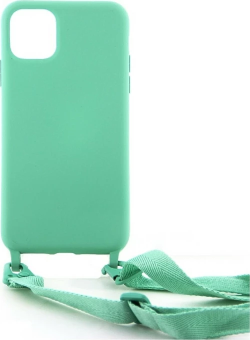 Θήκη Σιλικόνης Matte Back Cover με Λουράκι για iPhone 11 Pro Max mint