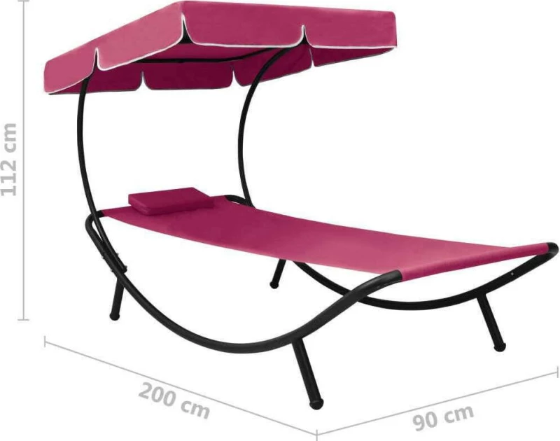 Ξαπλώστρα Μεταλλική Ροζ 200x90x112cm