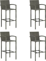 Σκαμπό Μπαρ Rattan Γκρι 4τμχ. 313456