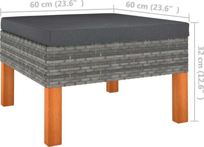Σκαμπό Rattan Γκρι 315752