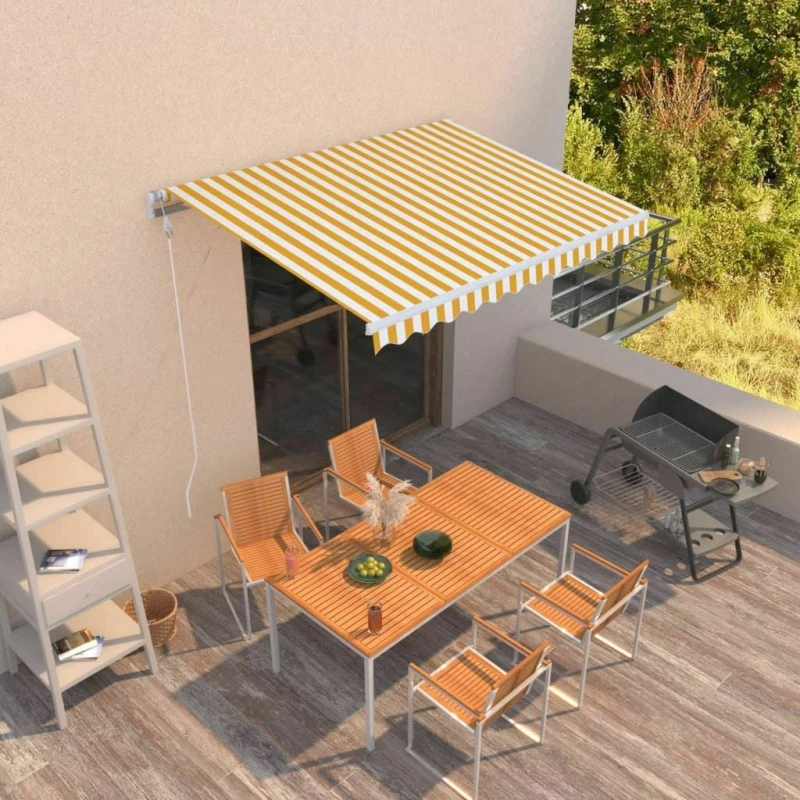vidaXL Τέντα Πτυσσόμενη 3x2.5m Αυτόματη Κίτρινο / Λευκό