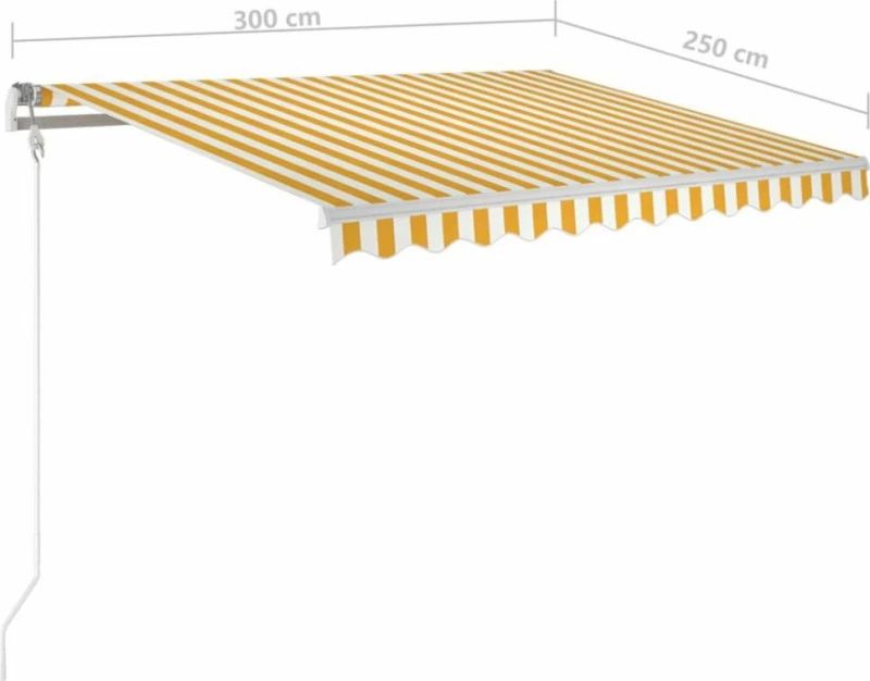 vidaXL Τέντα Πτυσσόμενη 3x2.5m Αυτόματη Κίτρινο / Λευκό
