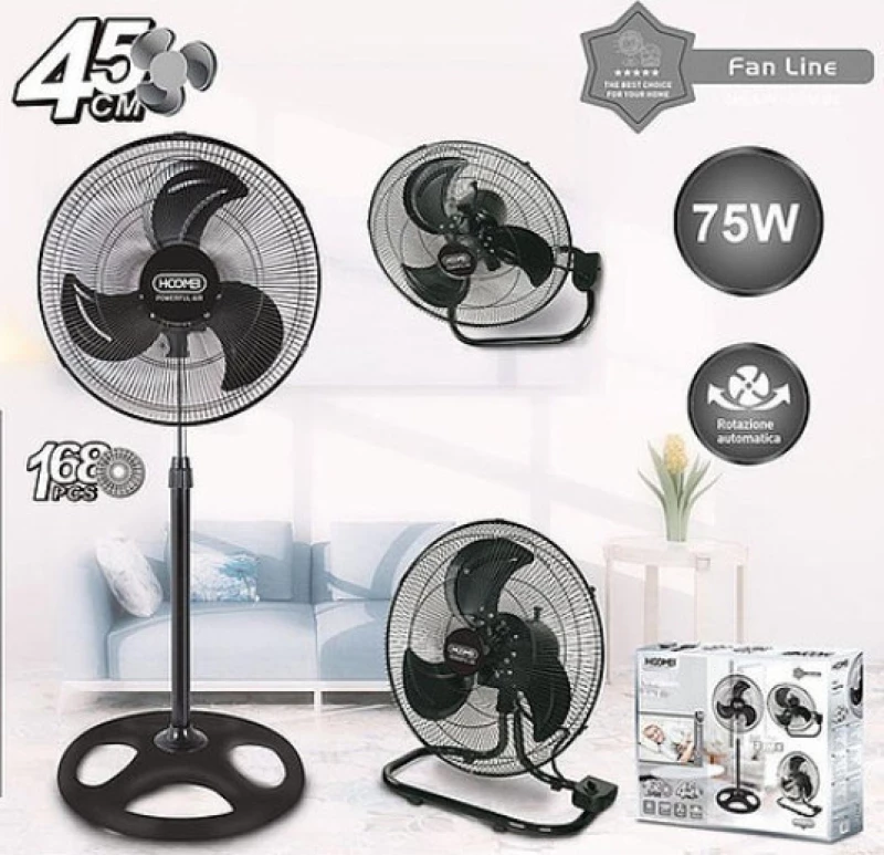 Hoomei HM-8687S Ανεμιστήρας Ορθοστάτης 3 σε 1 75W Διαμέτρου 45cm