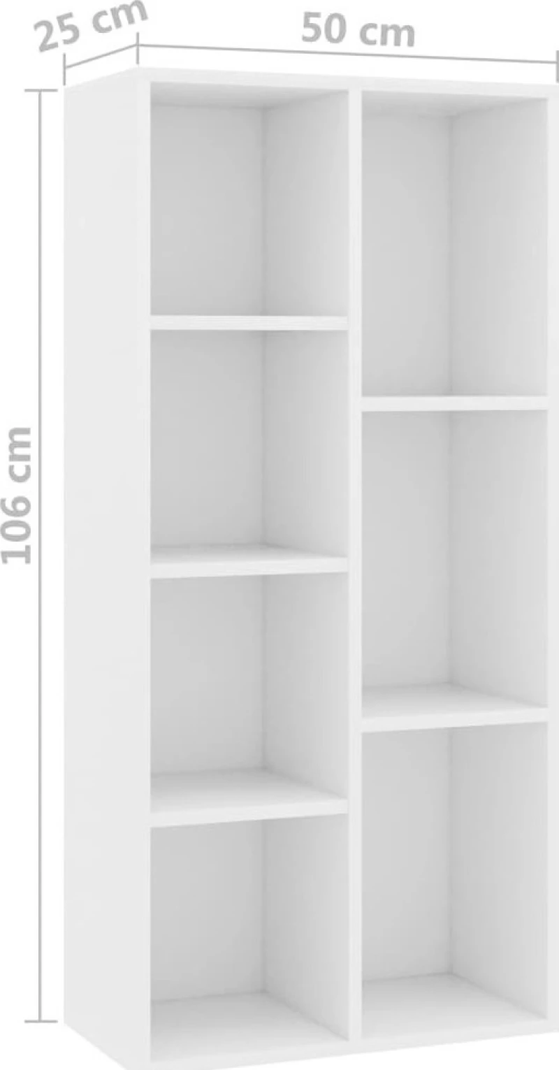 Βιβλιοθήκη Λευκή 50 x 25 x 106 εκ. από Μοριοσανίδα