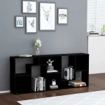 Βιβλιοθήκη Μαύρη 67 x 24 x 161 εκ. από Μοριοσανίδα