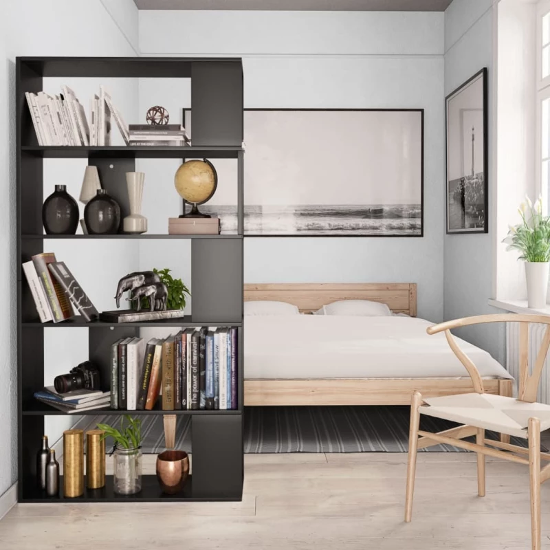 Βιβλιοθήκη/Διαχωριστικό Χώρου Μαύρο 80x24x159 εκ. Μοριοσανίδα