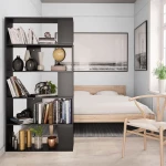 Βιβλιοθήκη/Διαχωριστικό Χώρου Μαύρο 80x24x159 εκ. Μοριοσανίδα