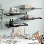 Ράφι Τοίχου S/4 Γυαλιστερό Μαύρο 60x23.5x3.8cm