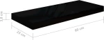 Ράφι Τοίχου S/4 Γυαλιστερό Μαύρο 60x23.5x3.8cm