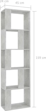 Βιβλιοθήκη/Διαχωριστικό Γκρι Σκυροδέμ. 45x24x159 εκ Μοριοσανίδα