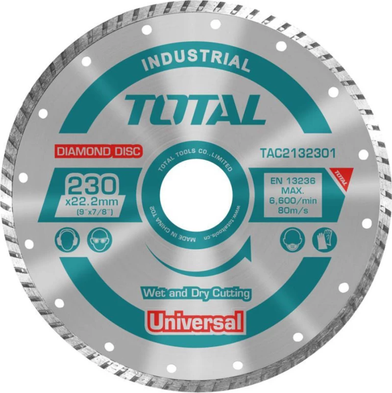 Total Διαμαντόδισκος Κοπής Universal Turbo 230mm TAC2132301 1τμχ