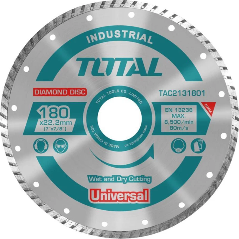 Total Διαμαντόδισκος Κοπής Universal Turbo 180mm TAC2131801 1τμχ