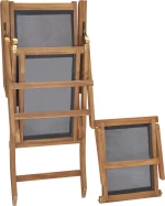 Ξαπλώστρα με Υποπόδιο Μαύρη από Μασίφ Ξύλο Teak