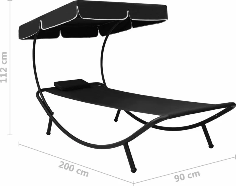 Ξαπλώστρα Μεταλλική Μαύρο 200x90x112cm