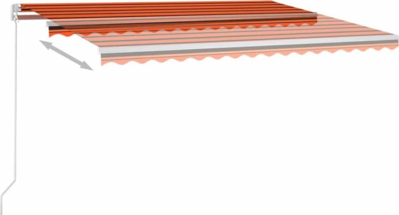 vidaXL Τέντα Πτυσσόμενη 4x3m Led Πορτοκαλί - Καφέ