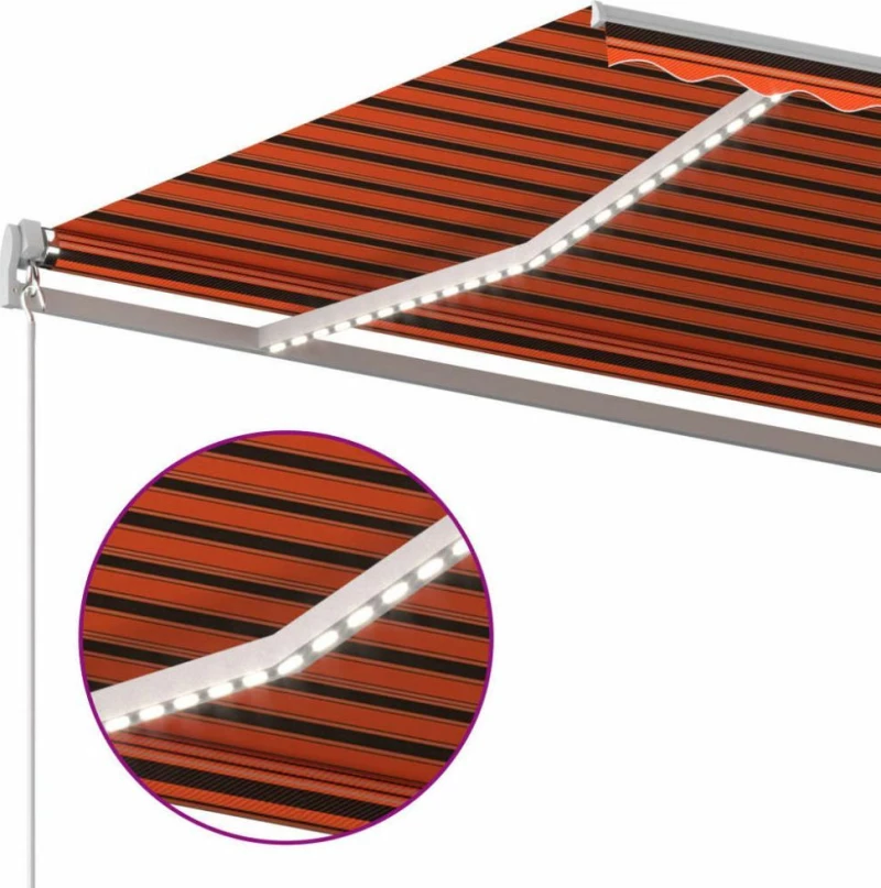 vidaXL Τέντα Πτυσσόμενη 4x3m Led Πορτοκαλί - Καφέ