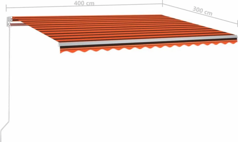 vidaXL Τέντα Πτυσσόμενη 4x3m Led Πορτοκαλί - Καφέ