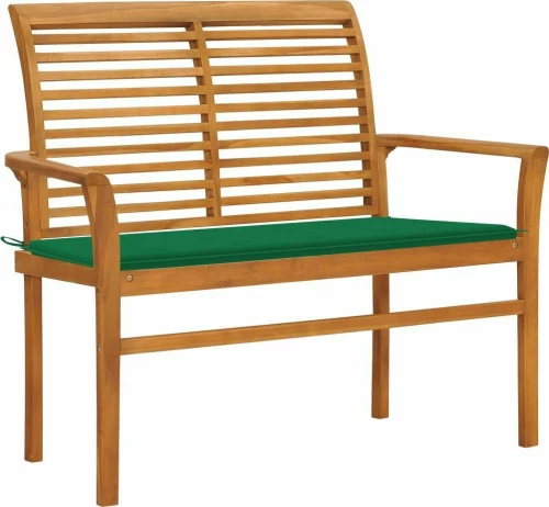 Παγκάκι 3062654 112x55x94cm Φυσικό - Πράσινο Μαξιλάρι