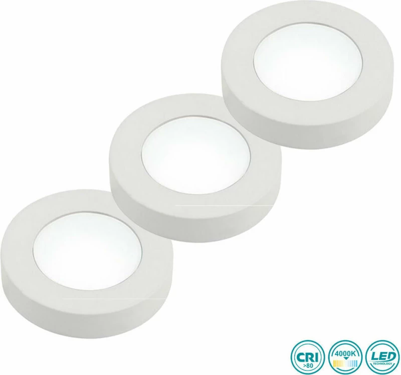 Fan Europe Τριπλό Σποτ με Ενσωματωμένο LED σε Λευκό Χρώμα