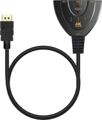 Powertech Hdmi Switch 3X1 Pigtail, 4K X 2K & 3D, 0.50M, Black