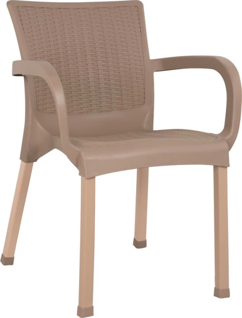 Πολυθρονα Πολυπροπυλενιου Rattan Ποδι Alu Hm5591.02 Καπουτσινο 60X60X82 Cm