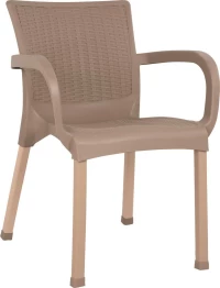 Πολυθρονα Πολυπροπυλενιου Rattan Ποδι Alu Hm5591.02 Καπουτσινο 60X60X82 Cm