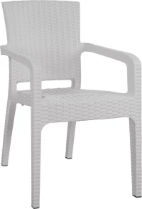 Πολυθρονα Πολυπροπυλενιου Rattan Hm5590.04 Χρωμα Λευκο 58X55X87 Cm.