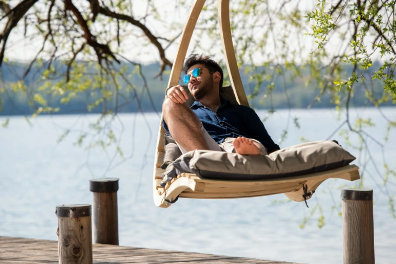 Κούνια Lounger Ξύλινη 75x114x157cm Anthracite