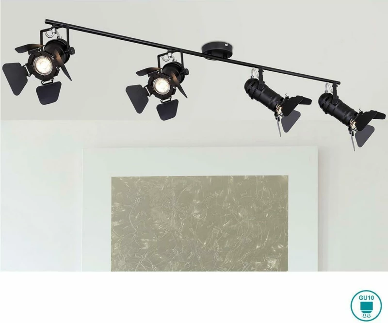Globo Lighting Egon Σποτ με 4 Φώτα σε Μαύρο Χρώμα