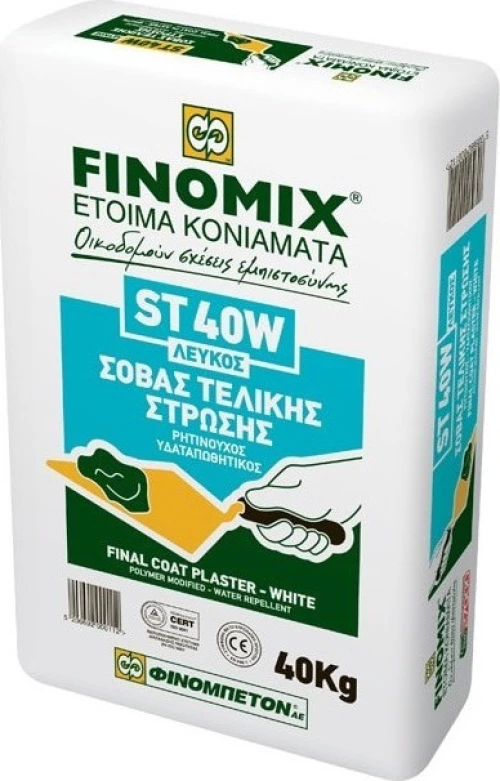 Σοβάς τελικής στρώσης λευκός ST40 Finomix 30κιλ