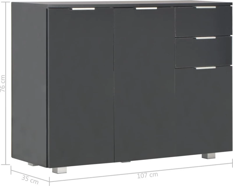 Μπουφές Γυαλιστερός Μαύρος 107 x 35 x 76 εκ.