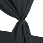 Ξαπλώστρα Διπλή Γκρι από Συνθετικό Ρατάν με Κουρτίνες