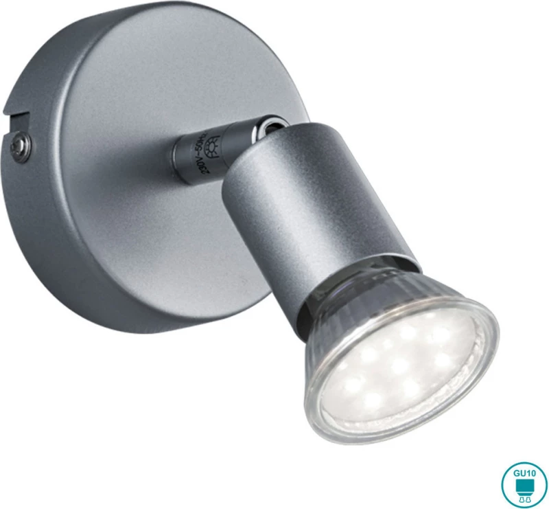Trio Lighting Paris Μονό Σποτ με Ντουί GU10 σε Γκρι Χρώμα