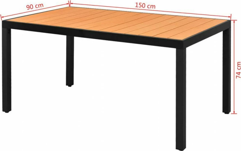 Τραπέζι Κήπου Καφέ 150 x 90 x 74 εκ. από Αλουμίνιο / WPC