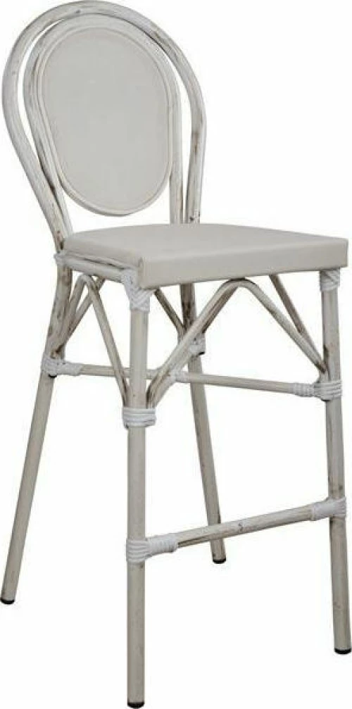 Σκαμπω Αλουμινιου Bamboo Πατινα Λευκο Με Textline Fb95110 41X52X116 Εκ.