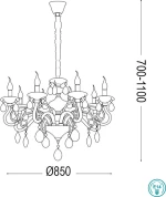 Ideal Lux Πολυέλαιος 10xE14 Ø85cm με Κεράκια Χρυσός 087771