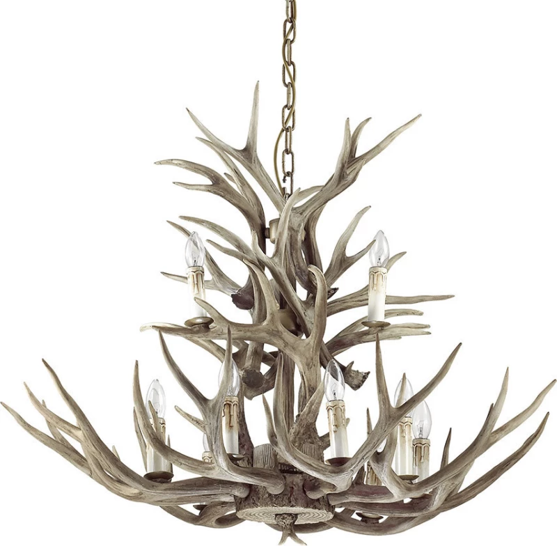 Ideal Lux Πολυέλαιος 12xE14 Ø100cm με Ξύλο Μπεζ 113975