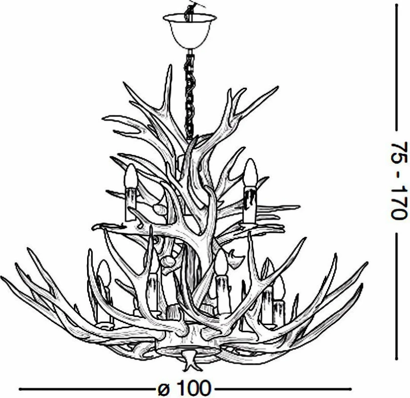 Ideal Lux Πολυέλαιος 12xE14 Ø100cm με Ξύλο Μπεζ 113975