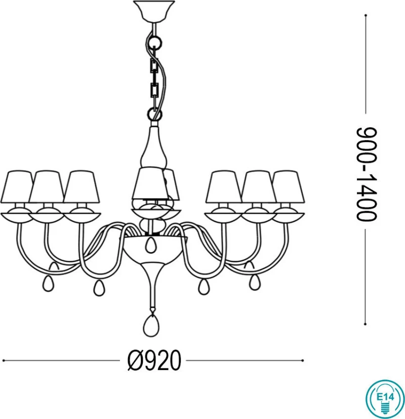 Ideal Lux Πολυέλαιος 8xE14 Ø92cm με Καπέλα Λευκός 035574