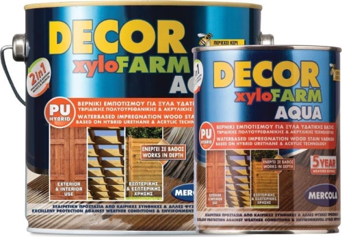 Mercola Βερνίκι Εμποτισμού Decor Xylofarm Aqua 0.75lt Άχρωμο Σατινέ