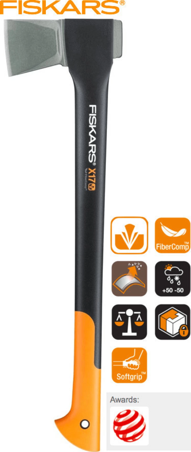 Fiskars M X17 Τσεκούρι Σχισίματος Μήκους 65cm και Βάρους 1630gr